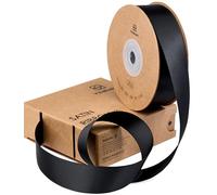 Vitalizart Ruban Satin Noir 2,5cm*22,8m pour Emballage Cadeau, Ruban Cadeau Polyester Double Face, Rubans en Tissu Épais pour Bricolage, Bouquets, Décorations de Fête & Couronnes de Noël