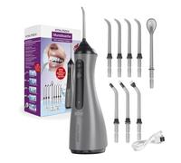 VITALmaxx Hydropulseur dentaire électrique - 8 embouts - Réservoir d'eau - Nettoyeur dentaire sans fil avec minuterie et 3 modes pour un rinçage efficace - Water Flosser, nettoyeur de langue et