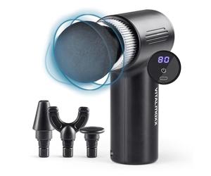 VITALmaxx Massage-Gun avec 6 niveaux | Appareil de massage avec 4 embouts | Fonctionne sur batterie jusqu'à 90 min d'autonomie et rechargeable par USB-C | Particulièrement léger et maniable