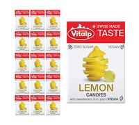 Vitalp Saveur, suisse, bonbons sans sucre avec stévia, végétalien, saveur citron, paquets de 25 g, 16 boîtes