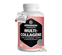 Vitamaze Complexe de Collagène 5en1 avec acide hyaluronique & vitamine C | Gélules multi-collagène - 5 types de collagène (I, II, III, V, X) + acide hyaluronique & vitamine C - 3 mois
