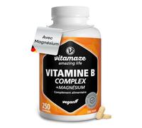 Vitamaze Complexe de Vitamines B + Magnésium, les 8 vitamines B à haute dose plus choline & myo-inositol, 250 comprimés pour 8+ mois, Vegan, Fabriqué en Allemagne