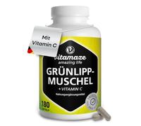 Vitamaze Moule aux Orles Verts avec Vitamine C, 750 mg de Poudre de Moule | Avec Vitamine C issue d'Ascorbate de Calcium, 180 Gélules, Sans Additifs Inutiles, Fabriqué dans l'UE