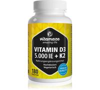 Vitamaze Vitamin D3 5000 IE + K2 pastilles pour la bonne santé du système immunitaire, des muscles et des os 180 p.