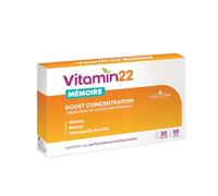 VITAMIN' 22 - Mémoire Boost Concentration - Complément Alimentaire Mémoire, Concentration & Anti-Fatigue - Bacopa, Ginseng Américain, Vitamines B5, B6, B12-20 Comprimés Sécables