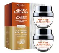 Vitamin C & Collagen Day/Night Moisturizer - Dermatologist Tested, Restores & Brightens Skin Tone, Hydrating & Firming, Anti-Aging Cream, Cruelty Free Korean Skin Care - 2 Pack