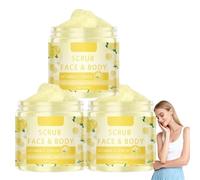 Vitamin C Lemon Body & Face Scrub, Lemon Vitamin C Multi-Purpose Scrub, Gentle Exfoliation to Improve Skin Texture, Face & Body Gentle Exfoliating Cream, Hydrating Formulated, Sensitive Skin. (3PCS)