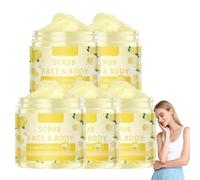 Vitamin C Lemon Body & Face Scrub, Lemon Vitamin C Multi-Purpose Scrub, Gentle Exfoliation to Improve Skin Texture, Face & Body Gentle Exfoliating Cream, Hydrating Formulated, Sensitive Skin. (5PCS)