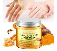 Vitamin C & Turmeric Hand and Foot Peel Mask, Hydrating Peel Off Hand Wax Mask Nourishing Exfoliating Repair Dry Rough Cracked Skin Hands Care, Exfoliating Hand Peeling Mask for Men & Women (1pc)