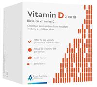Vitamin D 2000 UI - Ossature & dentition saines - Vitamine D3 - Complément alimenrtaire - 90 gellules