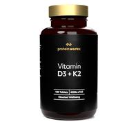 Vitamin D3 + K2, 4000 UI Vitamine D3, 100μg Vitamine K2, Haute Dosage, Soutient le Système Immunitaire et les Os, 180 Comprimés (6 Mois) - Protein Works