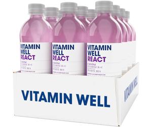 Vitamin Well React Caféine Vitamine B6+B12+C Boisson Rafraîchissante Gout Cassis 12x500ml