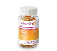 Ineldea Vitamin'22 – Gommes multivitaminées 11 vitamines & minéraux – Goût orange – 60 gommes