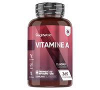 Vitamine A 10 000 UI - 365 Micro Comprimés Vegan sous Forme d'Acétate de Rétinyle pour + 1 An - Prendre 1 Comprimé tous les 3 Jours - Source de Retinol, Beta Carotene - pas de Vitamine A Gouttes