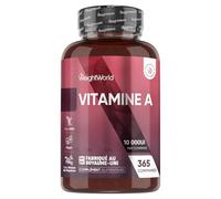 Vitamine A 10 000 UI - 365 Micro Comprimés Vegan - sous Forme d'Acétate de Rétinyle Vitamine A, + 1 An de Stock - 1 Comprimé tous les 3 Jours - Source de Retinol, Beta Carotene, sans OGM