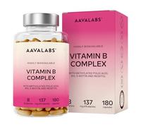 Vitamine B Complex AAVALABS 180 Gélules | Complexe de 8 Vitamines B dont Vitamine B12 Vitamine B6 B5 B3 B1 D-Biotine Acide Folique Actif (B9) - Complément Alimentaire Vegan pour une Énergie Optimale
