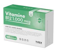 Vitamine B12 1000 mcg et Acide Folique 400 mcg 160 microcomprimés à Haute Dose - Cyanocobalamine et Folate Vegan pour la Fatigue Physique et Mentale - 5 Mois d'Approvisionnement