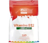 Vitamine B12 1000μg - Puissance Élevée de B12 Méthylcobalamine - 180 Comprimés Végétaliens (Approvisionnement pour 6 Mois) - Fabriqué au Royaume-Uni par Nu U Nutrition