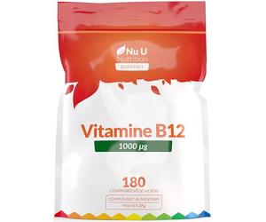 Vitamine B12 1000μg - Puissance Élevée de B12 Méthylcobalamine - 180 Comprimés Végétaliens (Approvisionnement pour 6 Mois) - Fabriqué au Royaume-Uni par Nu U Nutrition