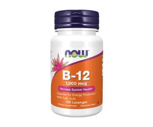 Vitamine B12 avec acide folique NOW, 1000 µg (100 pastilles)