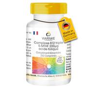 Vitamine B12 complexe triple 5-MTHF 200 μg d'acide folique - 250 comprimés - HAUTEMENT DOSÉ - Qualité pharmaceutique allemande - végétalien | Warnke Vitalstoffe