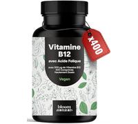 Vitamine B12 Forte - 400 Comprimés 500µg Vit B12 + 200µg Acide Folique - Vegan & Produit en Allemagne - B12 Vitamine