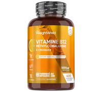 Vitamine B12 Methylcobalamin 1000 mcg Vegan Comprimés à Croquer - 400 Micro-Comprimés de Vitamine B12 Methylcobalamine, Goût Citron, 1 An d'Approvisionnement, sans OGM, sans Gluten