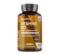Vitamine B12 Méthylcobalamine 1000mcg 450 Micro Comprimés, Vitamine B12 Vegan, +12 Mois d'Approvisionnement, sans OGM, ni Gluten, sans Lactose ni Stéarate de Magnésium, Fabriqué par WeightWorld