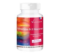 Vitamine B3 Niacine 100mg - 180 comprimés - ! POUR 6 MOIS ! - Hautement dosé - Végan - Niacine sans stéarate de Magnésium - Flacon avantageux | Vitamintrend®