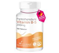 Vitamine B5 Acide Pantothénique 200mg - Végan - Boite de 180 comprimés - ! POUR 6 MOIS ! | Vitamintrend®