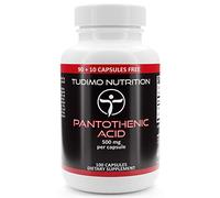 Vitamine B5 Acide Pantothénique 500mg - 100 Capsules (3+ mois) à Désintégration Rapide, Chacune avec 500 mg Vit B5 Acide Pantothenique en Poudre (Pantothenic Acid Supplement)