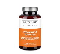 VITAMINE C 1000 mg avec Rose Canine + Acide Ascorbique - Défenses + Fatigue + Antioxydant - Bioflavonoïdes + Vitamine C - 180 Gélules Nutralie