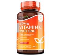 Vitamine C 1000 mg et Zinc 15 mg - 210 comprimés Végan - Zinc Albion® pour une meilleure absorption - Supplément entièrement Végan de Vitamine C et de Zinc de haute résistance - Nutravita