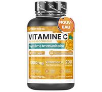 Vitamine C 1000mg à Libération Lente, 200 Comprimés 100% Vegan (1 par Jour/6+ Mois), Supplément d'Acide Ascorbique Vitamine C Pure pour Système Immunitaire, Os, Peau, Fatigue, Formation de Collagène