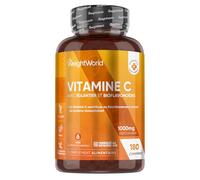 Vitamine C 1000mg avec Cynorhodons Églantier et Bioflavonoïdes, Vit C Tablets Acide L Ascorbique, Vitamines Adultes 180 Comprimés Vegan Cassables pour 6 Mois d'Approvisionnement