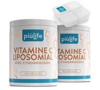 Vitamine C Liposomale 1000mg avec Rose Musquée 70% PiùLife - Haute absorption et tolérance - Soutien quotidien pour défenses naturelles et énergie - 360 gélules Vitamine C pure de l’ Acide Ascorbique