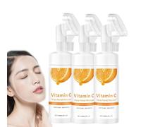Vitamine C mousse nettoyant le visage,Hommes 2-en-1 douce hydratant et exfoliant lavage du visage,Voyage taille éclairant mousse gel lave la pollution et les impuretés (3)