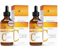 Vitamine C Sérum Visage pour Microneedling + Acide Hyaluronique & Vitamine E | Soin Visage et Contour des Yeux | Anti Cerne, Anti Ride, Anti Tache & Anti Age | 60 ml (Lot de 2)