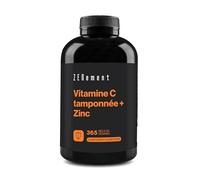 Vitamine C Tamponnée et Zinc - pH Neutre, Doux Pour l'Estomac - 365 Gélules Véganes - 500 mg Vitamine C + 5 mg Zinc Élémentaire (comme Bisglycinate) - Pour le Système Immunitaire