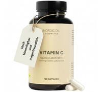 Vitamine C tamponnée, hautement dosée avec 600 mg d'ascorbate de calcium pur par capsule, 120 capsules végétaliennes de vitamine C, pH neutre et respectueux de l'estomac Nordic Oil
