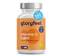 Vitamine C + Zinc 365 Gélules pour 1 An, Pour Fatigue, Système Immunitaire Adulte & Peau (EFSA), Vitc C Acide Ascorbique (Antioxydant) Enrichie avec Zinc pour une Absorption Rapide, Sans Additifs