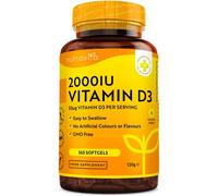 Vitamine D 2000 UI (50μg) - 365 VIT D Softgel Capsules - pour le maintien d'un système immunitaire, de muscles, d'os et de dents sains - Vitamine D3 cholécalciférol - Nutravita