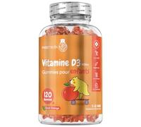 Vitamine D3 Enfants - 120 Gummies Végétariens (4 Mois) - Goût Orange - Vitamine D3 Gummies 1000 UI - De 3 à 12 ans - Pour l'Immunité, la Croissance Normale Des Os Chez l'Enfant - Faible en Sucre