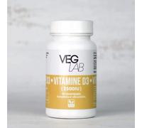 Vitamine D3 2500 IU Vegan Veglab - 90 Comprimés - Vitamine D d’Origine Végétale - Haute Absorption - Soutien Immunitaire, Os & Muscles - 3 Mois - Sans OGM - Fabriquée en Europe