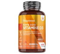 Vitamine D3 4000ui, 400 Micro Comprimés (pour +1 An d'Approvisionnement), Vit D Cholécalciférol Végétarienne sans Stéarate de Magnésium, 1 Comprimé tous les 2 Jours