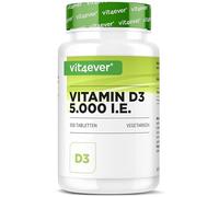 Vitamine D3-500 Comprimés - 5.000 U.I. (125µg) Vitamine D3 par Comprimé - Forte Dose - Haute Pureté - Qualité Premium - 1 Comprimé tous les 5 Jours - Végétarien