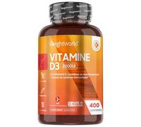 Vitamine D3 Cholécalciferol, 400 Micro Comprimés Végétariens +1 An, Vitamine Adulte sans Gluten, sans OGM, Vit D 2000ui Fabriqué au Royaume-Uni