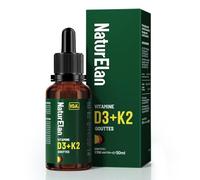 Vitamine D3 et K2-50ml, 2000 UI/j Par Dose (2 gouttes), Approvisionnement annuel, vegetarisch, sans Stéarate de Magnésium, Laborgeprüft