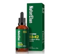 Vitamine D3 et K2 gouttes, 20000 UI/j + vitamine K2 MK7 200 mcg, vegetarisch, sans Stéarate de Magnésium, Laborgeprüft
