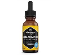 Vitamine D3 Gouttes, 1000 UI par goutte (1750 Gouttes), 50 ml Vitamine D avec Cholecalciférol, Naturel et Vegan, Haute Biodisponibilité, Sans Additifs Inutiles, Vitamaze